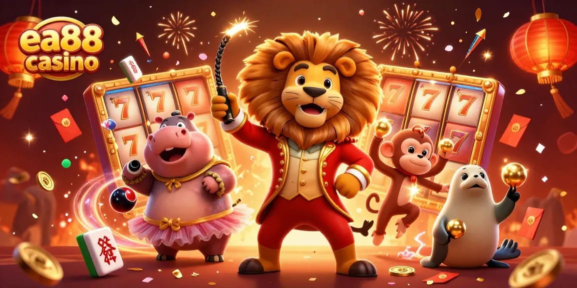 Experience exhilarating wins at ea88 casino with vibrant characters and dynamic casino elements.