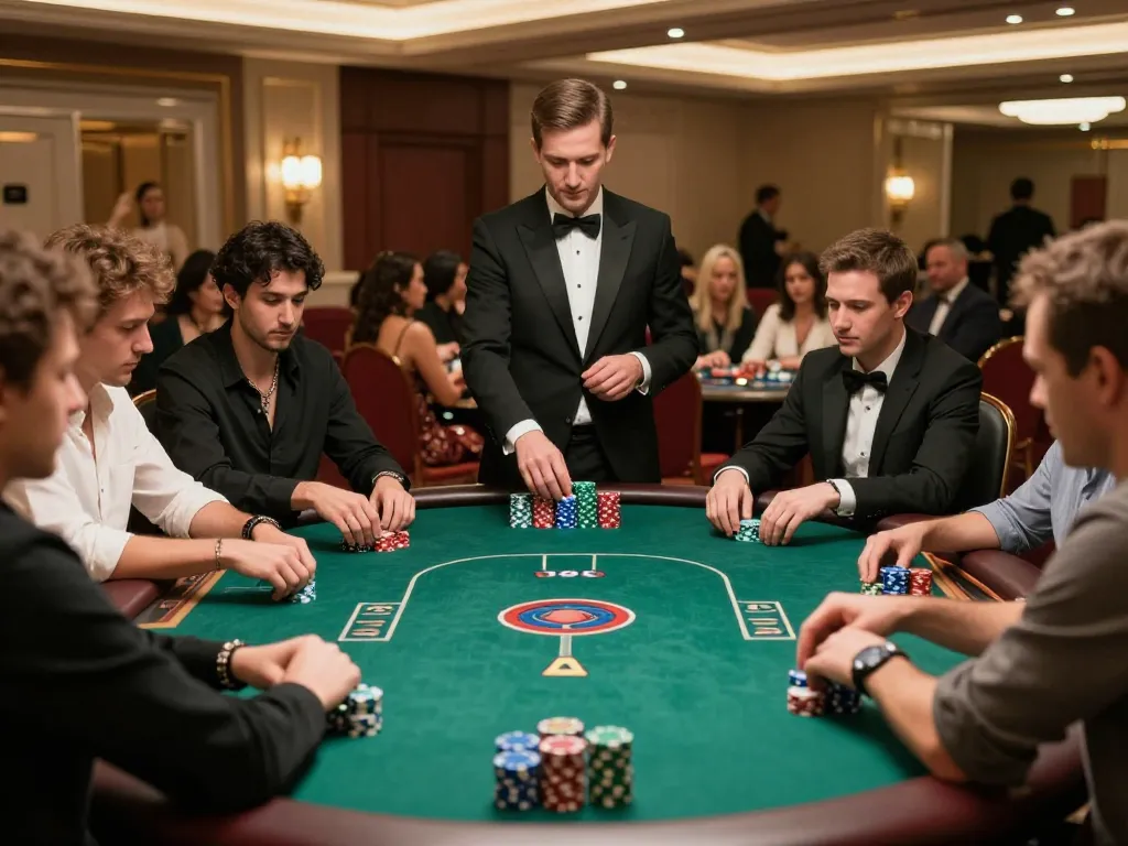 Engaged players strategizing in a thrilling keonhacai 88 poker game at a luxury casino