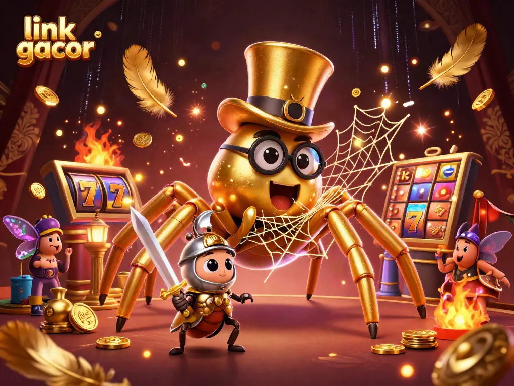 Engage in the excitement of link gacor with vibrant characters and casino elements, winning awaits!