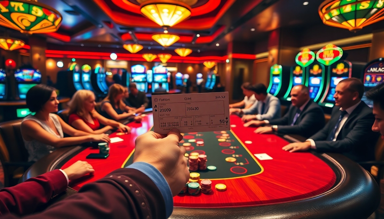 Excited players at the s8 casino table, engaging in high-stakes poker surrounded by vibrant slot machines.