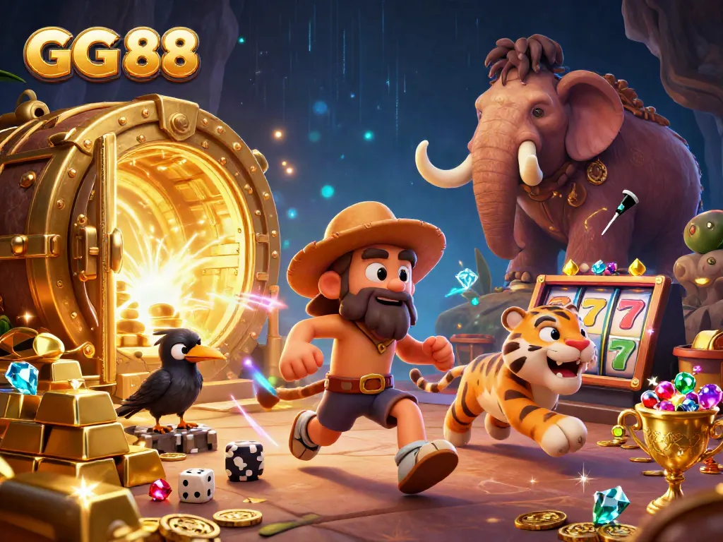 Experience the thrill of GG 88 with dynamic slot reels and vibrant casino graphics