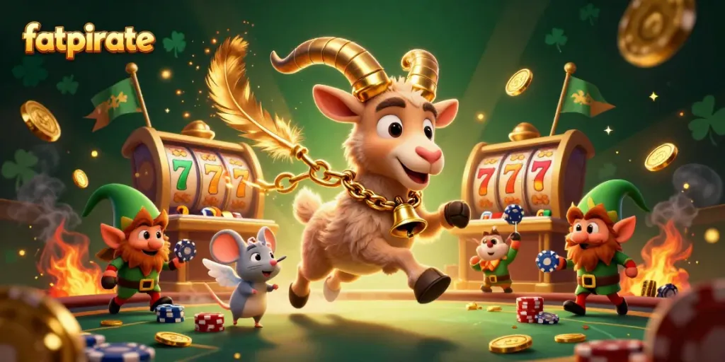Experience the excitement of fatpirate casino with lively characters in a vivid, dramatic 3D scene.