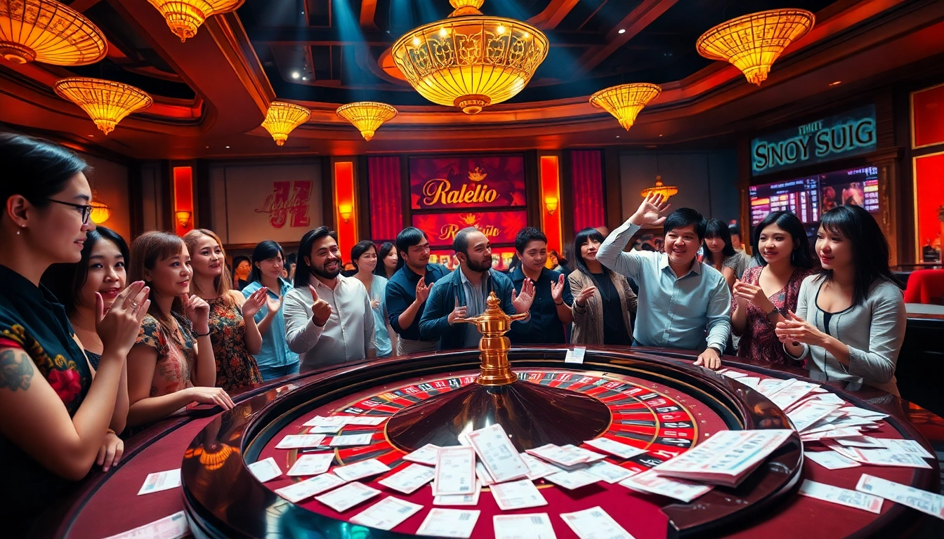 Experience the thrill of Kết quả xổ số with gamblers eagerly watching the live lottery drawing.