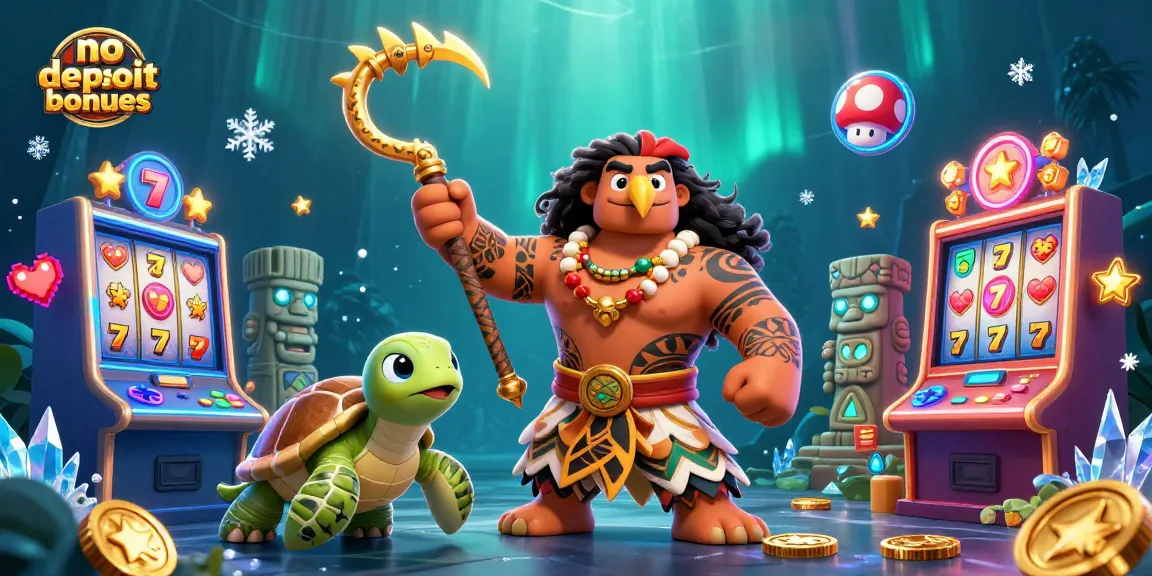 Play exciting games with no deposit casino bonuses in vibrant 3D action-packed illustration.