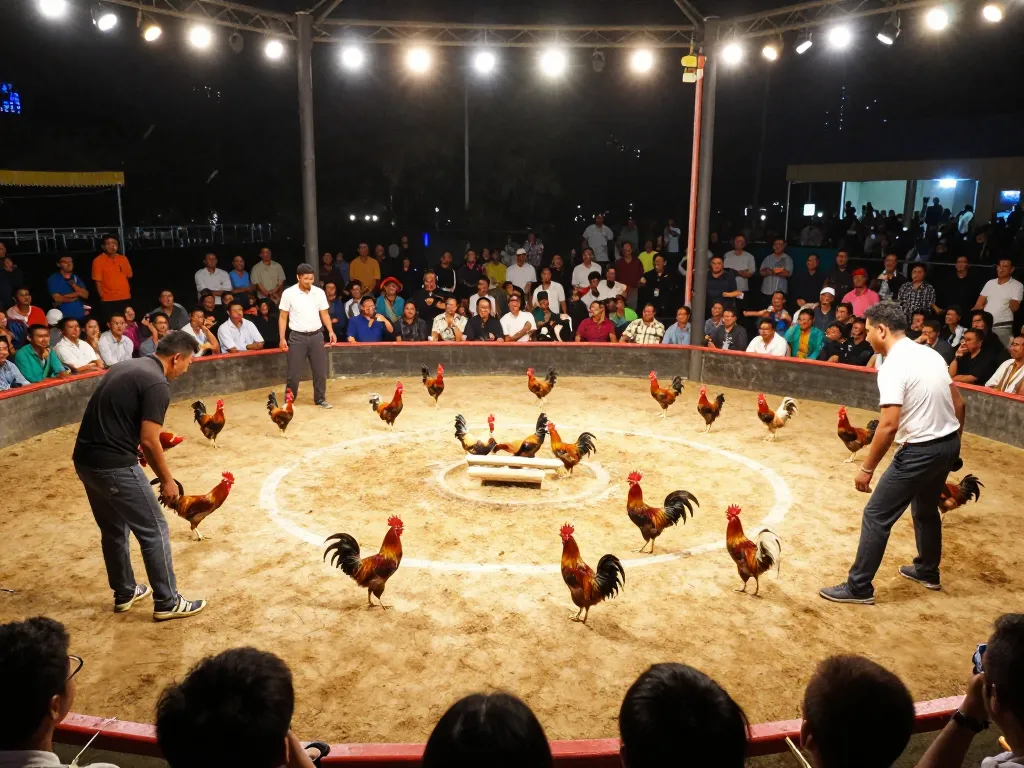 Watch thrilling trực tiếp đá gà action with vibrant atmosphere and excited crowd at a live event