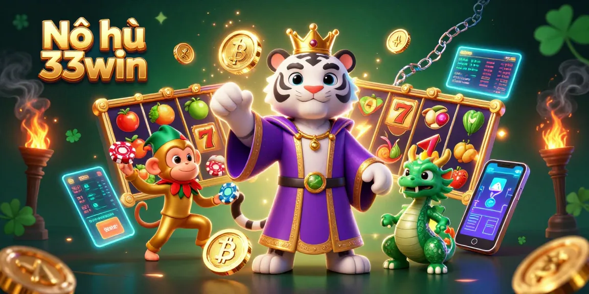 Nổ hũ 33win offers thrilling slot experiences with vibrant characters in an engaging casino scene.