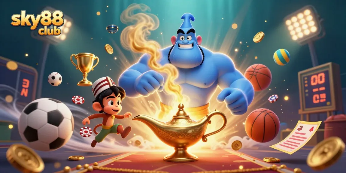 Experience exciting gameplay at sky88 club with animated casino elements and vibrant background.