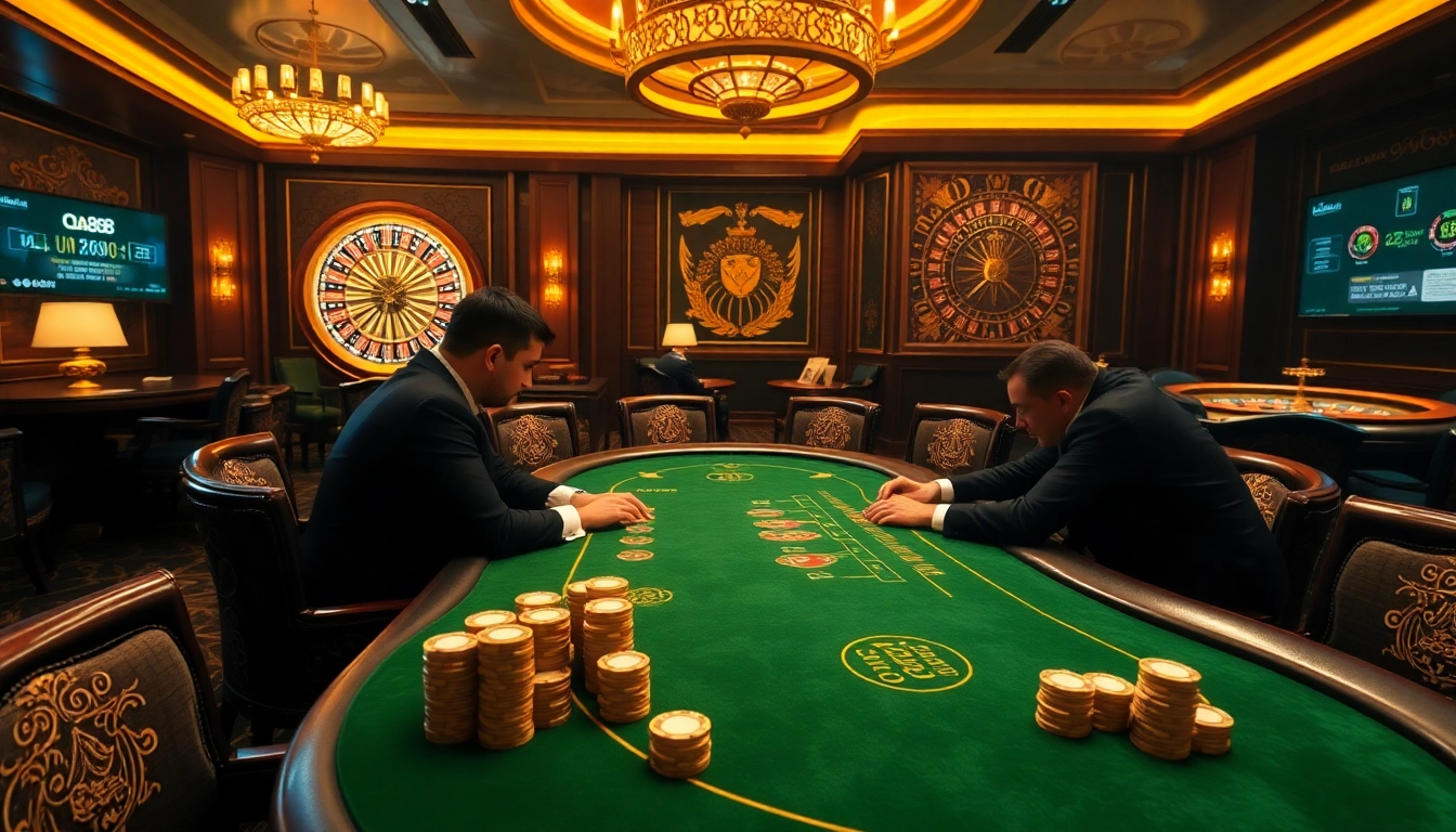 Experience the thrill of gambling at the DA88 poker table with elegant decor and intense gameplay.