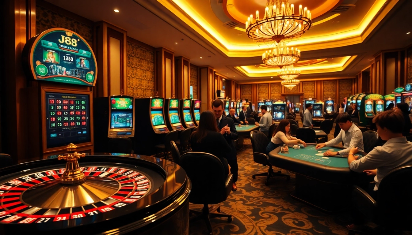 Experience excitement and strategy at trang chủ j88 with vibrant casino games and players engaged in high-stakes action.