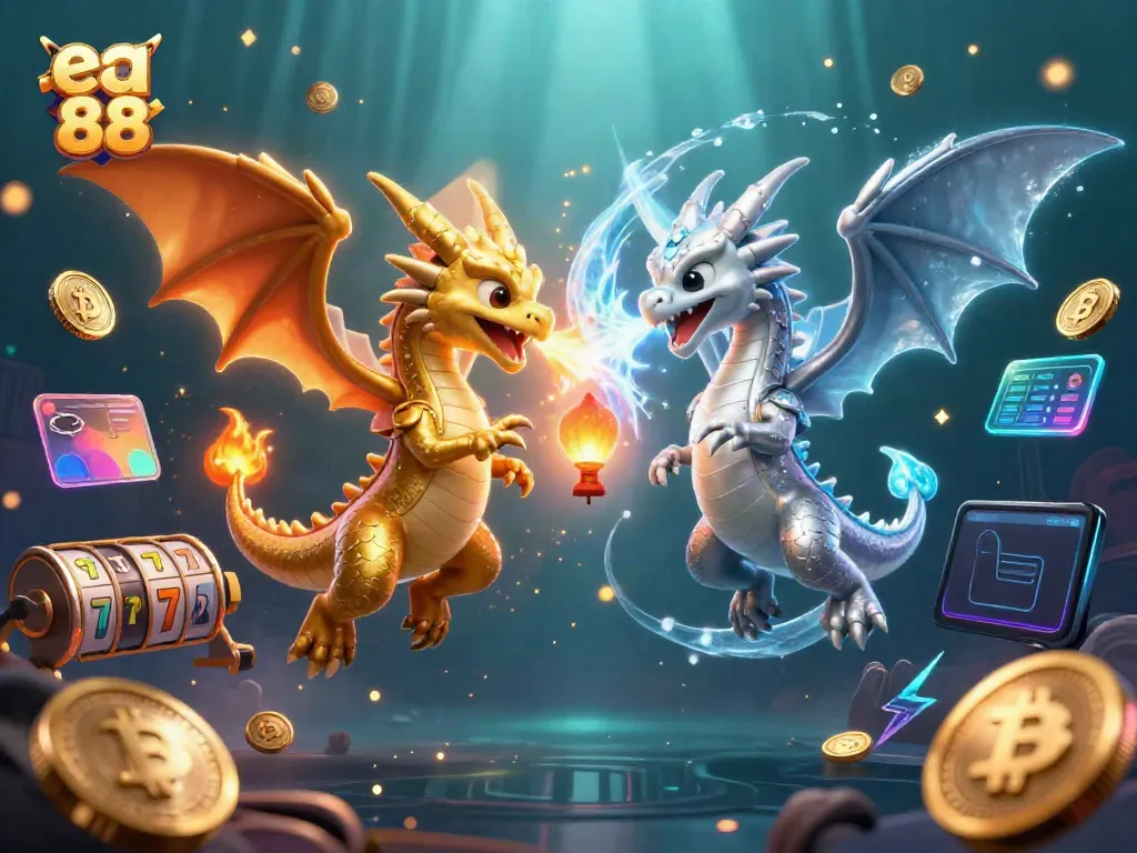 Engage with thrilling gameplay at ea 88, showcasing lively dragons and captivating slot reels.