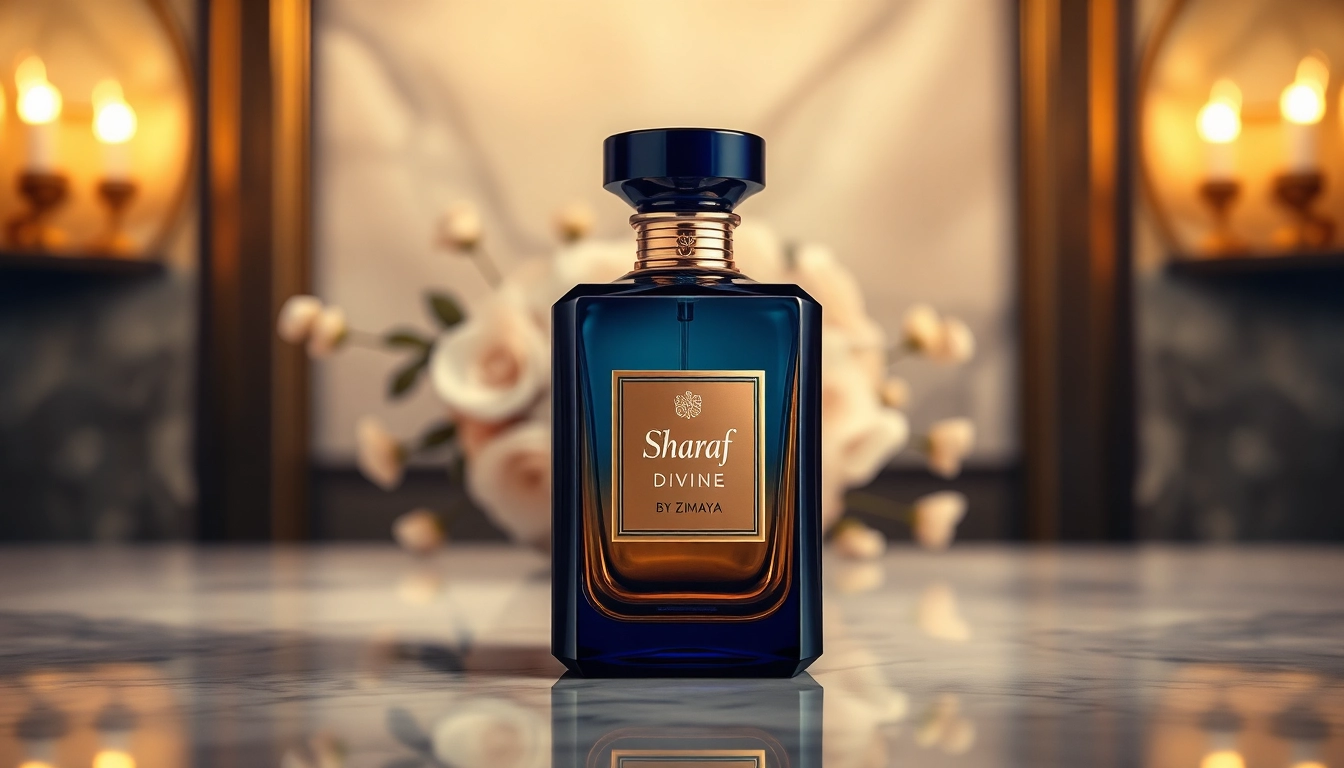 Capture the essence of Sharaf Divine by Zimaya with its stunning bottle design and luxurious ambiance.