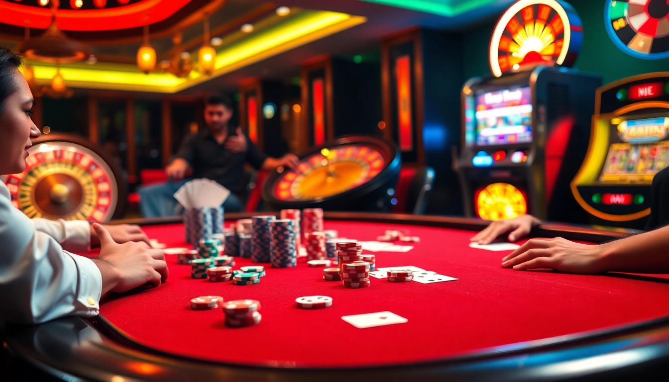Exciting casino scene featuring games and elements of nhà cái vin88 for thrilling gambling experiences.