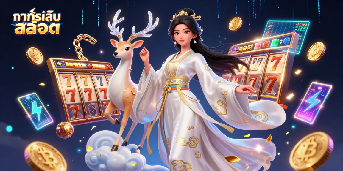 Engage with ทดลองเล่นสล็อต through a vibrant slot reel scene showcasing Asian characters and crypto elements.