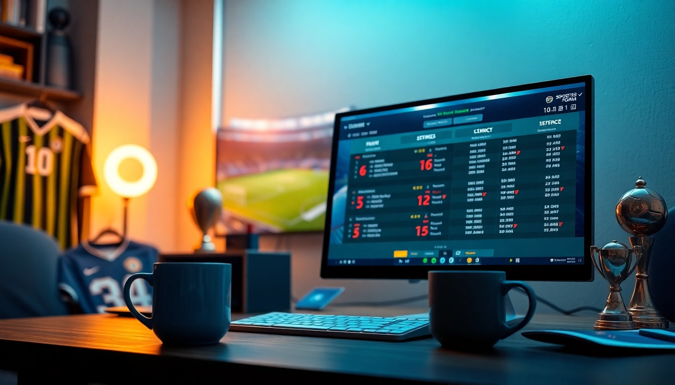 Top 10 trang cá cược bóng đá represented by an engaging online sports betting setup showcasing live matches and user-friendly interfaces.