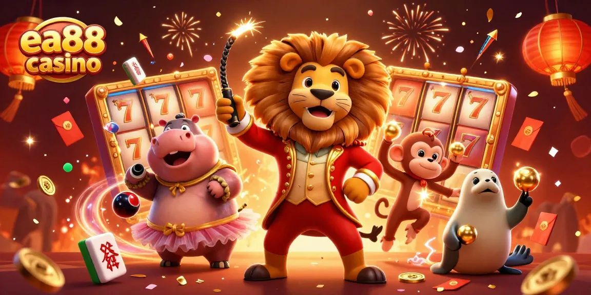 Experience exhilarating wins at ea88 casino with vibrant characters and dynamic casino elements.