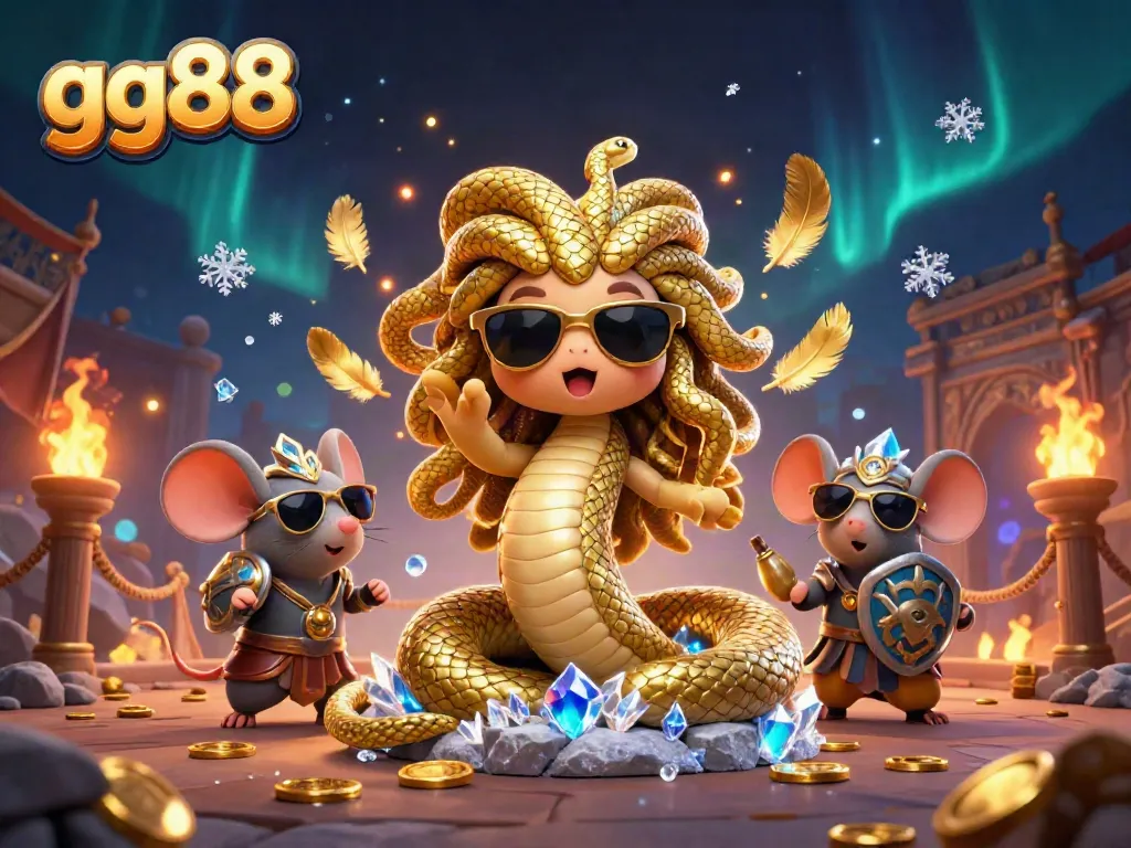 Engage with gg88's casino world featuring Medusa and exciting game elements in vibrant 3D.