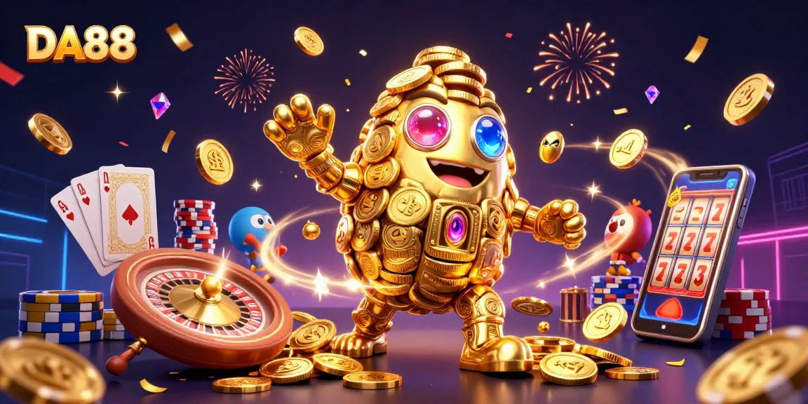 Experience the thrill of DA88 with golden golem and dynamic casino game elements