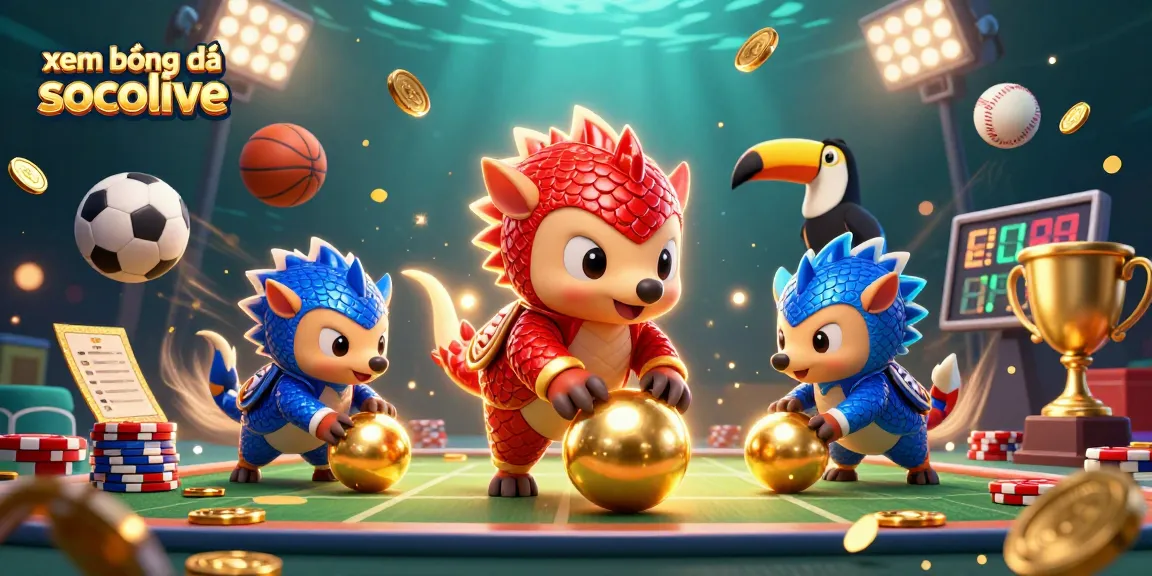 Experience xem bóng đá socolive with vibrant pangolins bowling golden balls among sportsbook elements.