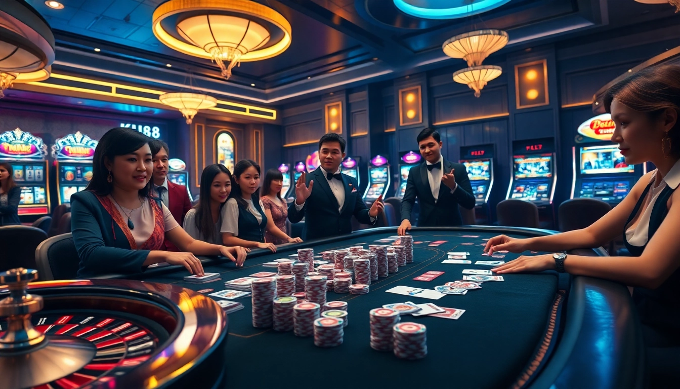Experience thrilling gameplay at KU88 with vibrant casino action and elegant poker tables.