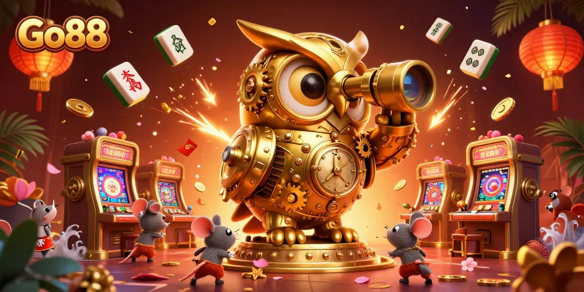 Experience the excitement of Go88 with an ultra-detailed 3D casino scene featuring whimsical characters and vibrant visuals.