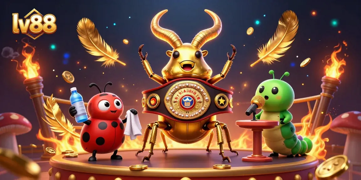 Experience thrilling gaming action at lv88 with a vibrant 3D illustration of dynamic casino characters.