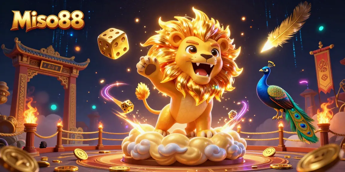 Miso88 players experiencing dynamic casino excitement with golden dice and atmospheric effects.