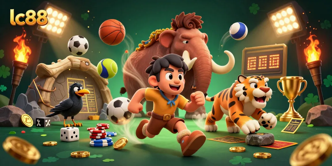 Engage in exciting games at lc88's prehistoric casino with dynamic characters and thrilling elements.