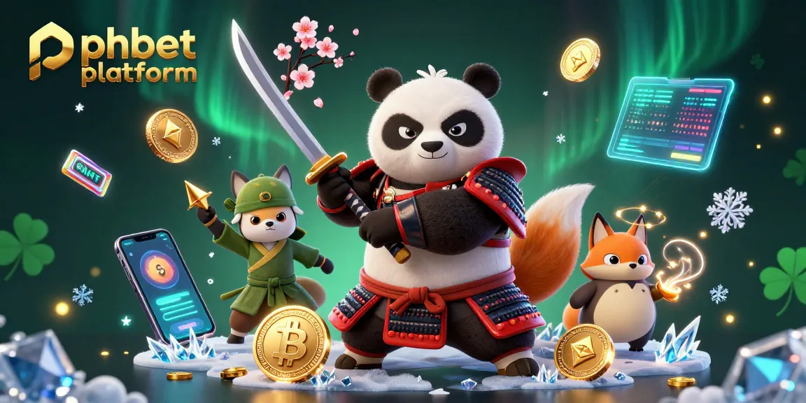 Engage with the phbet platform, featuring a fierce samurai panda, ninja fox, and spirit tanuki in a vibrant casino scene.